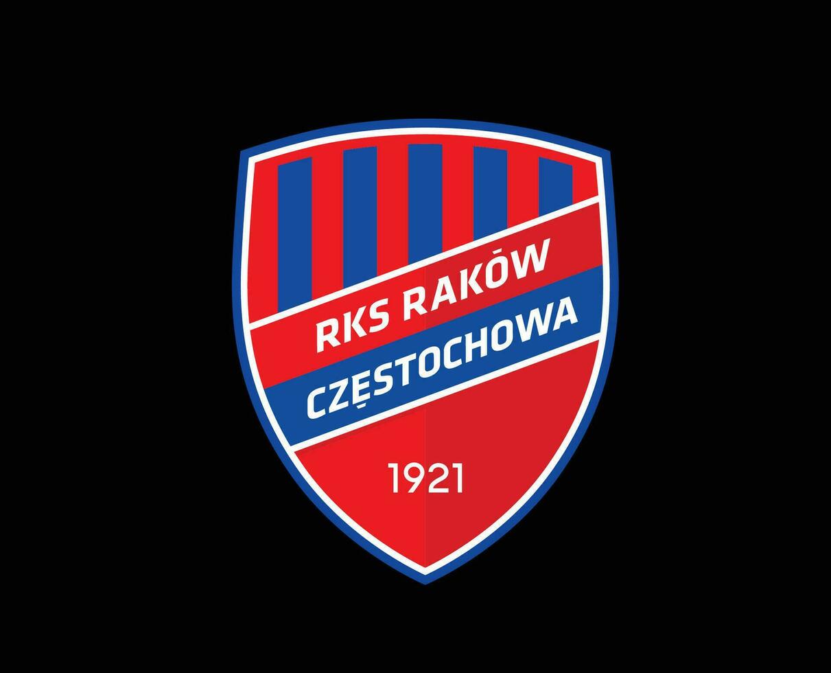 Rakow Czestochowa Club Logo Symbol Poland League Football Abstract Design Vector Illustration With Black Background