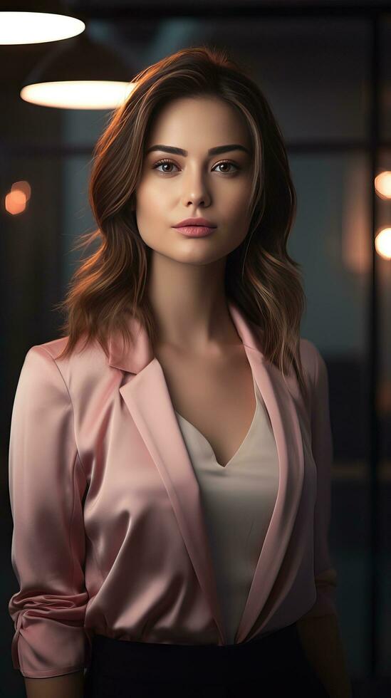 Portrait of beautiful business woman. Generative AI photo