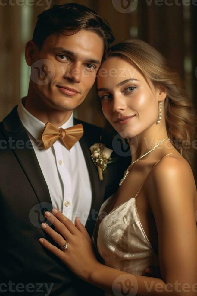 Ai Generative Photo portrait of a couple on wedding day