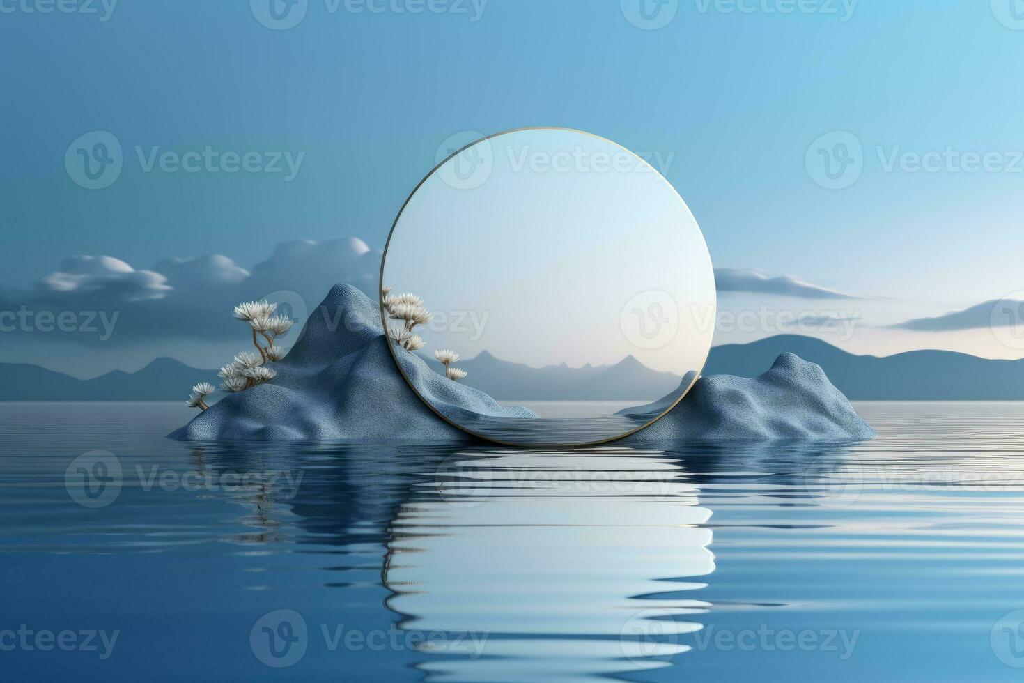 Ai Generative Photo of a podium on the beach for product presentation