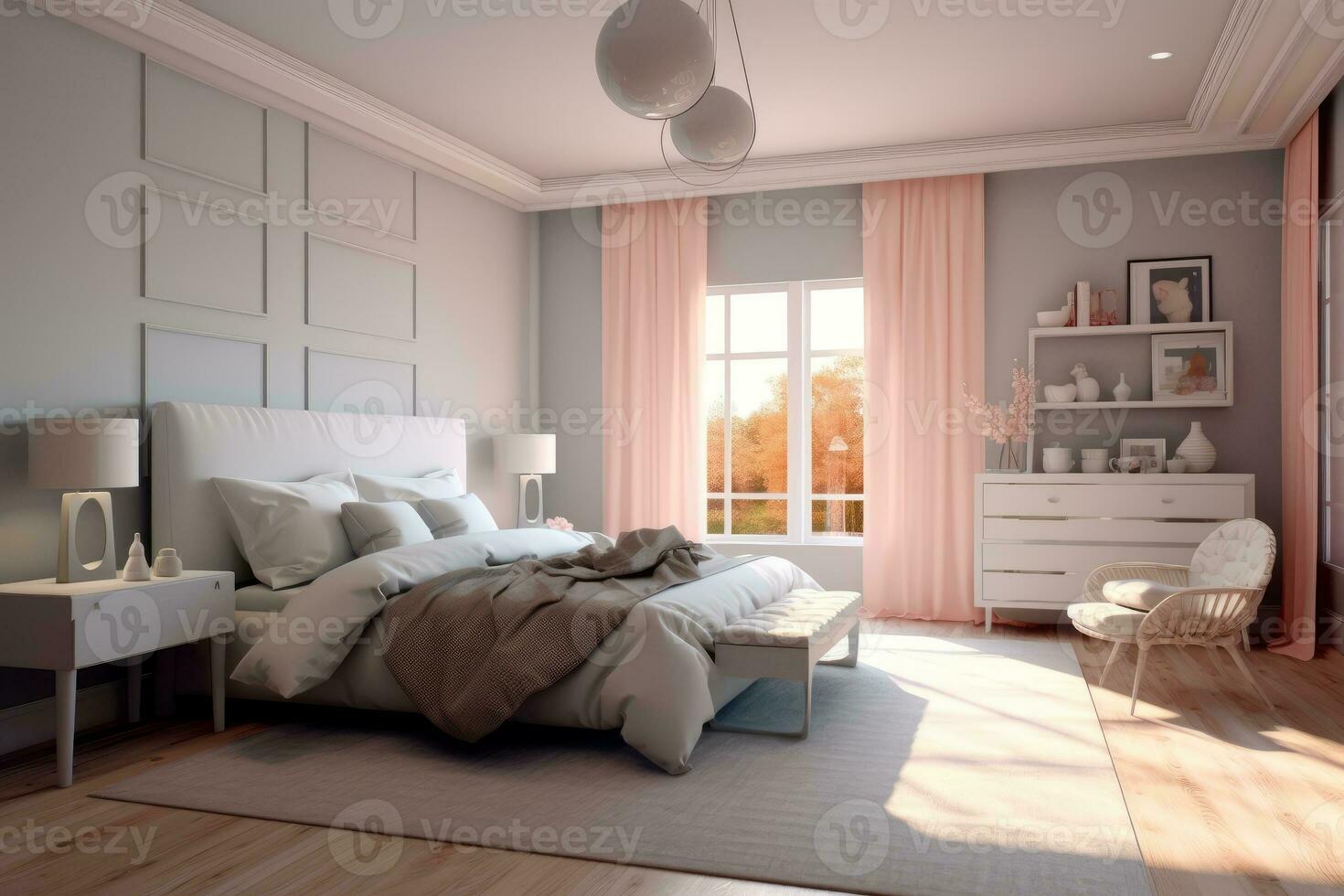 Ai Generative Photo of a elegant and modern bedroom