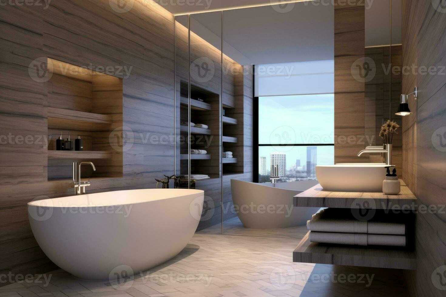 Ai Generative Photo of a luxury modern design bathroom