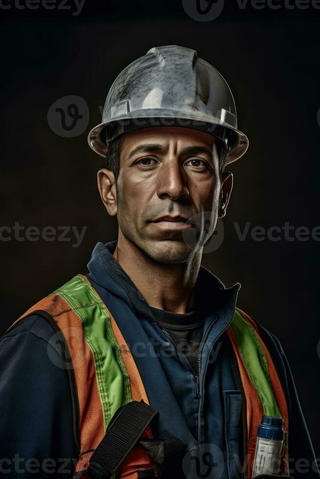 Ai Generative Photo closeup of a worker in a hard hat