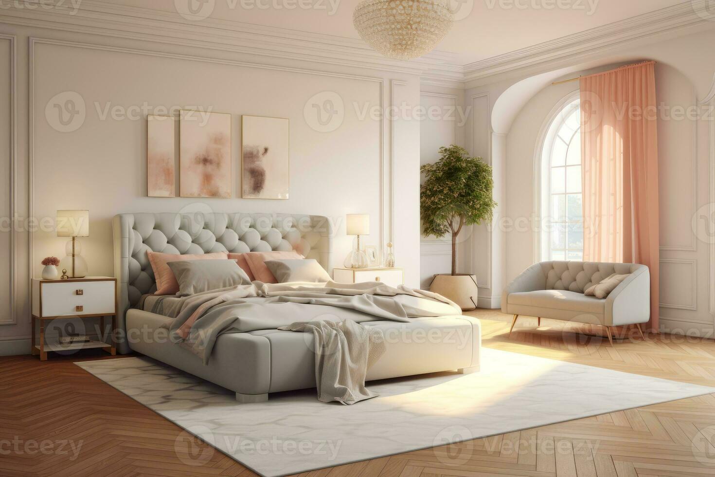 ai generativo foto de un elegante y moderno dormitorio