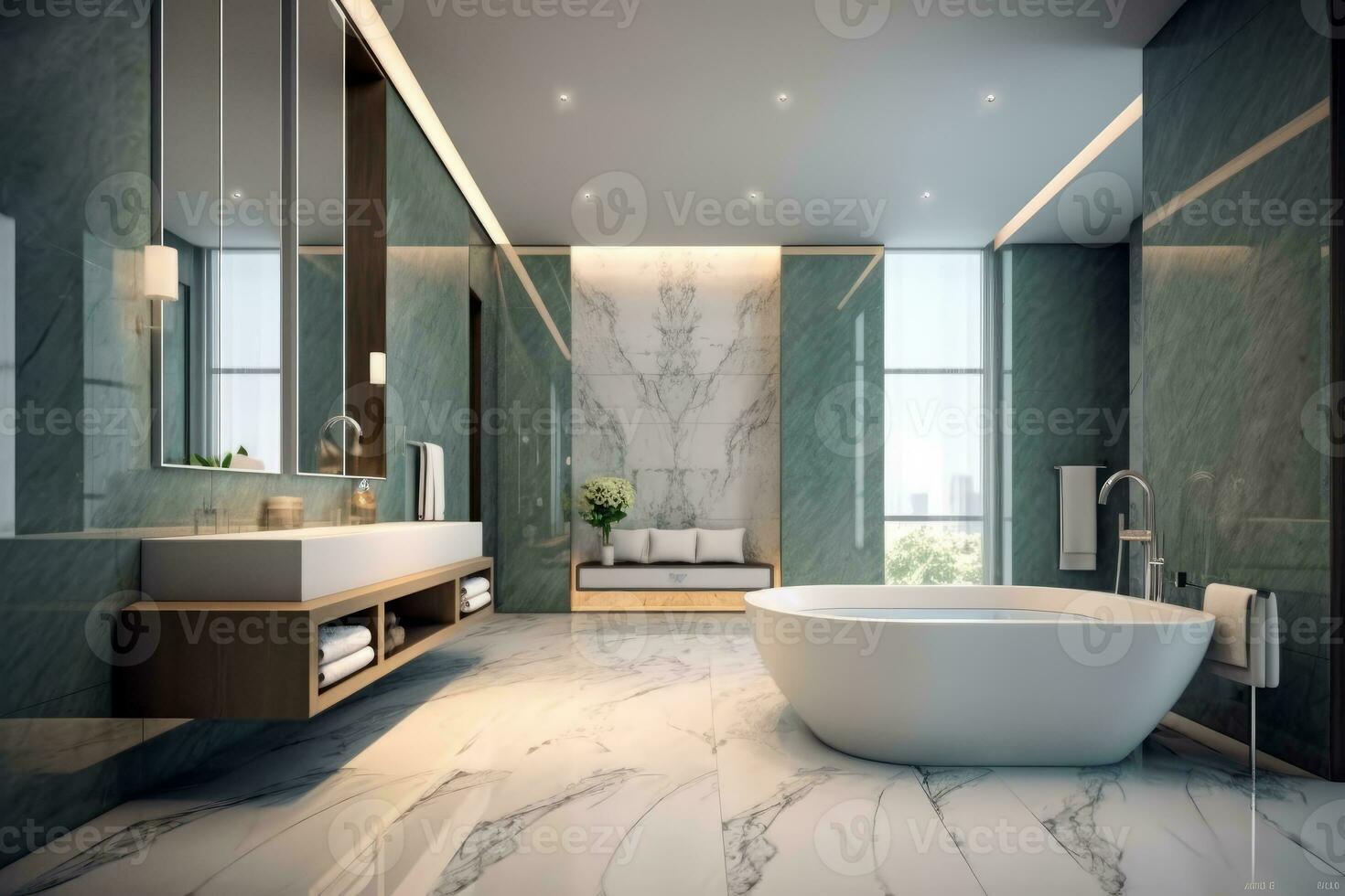 AI Generative Photo of a luxury modern design bathroom