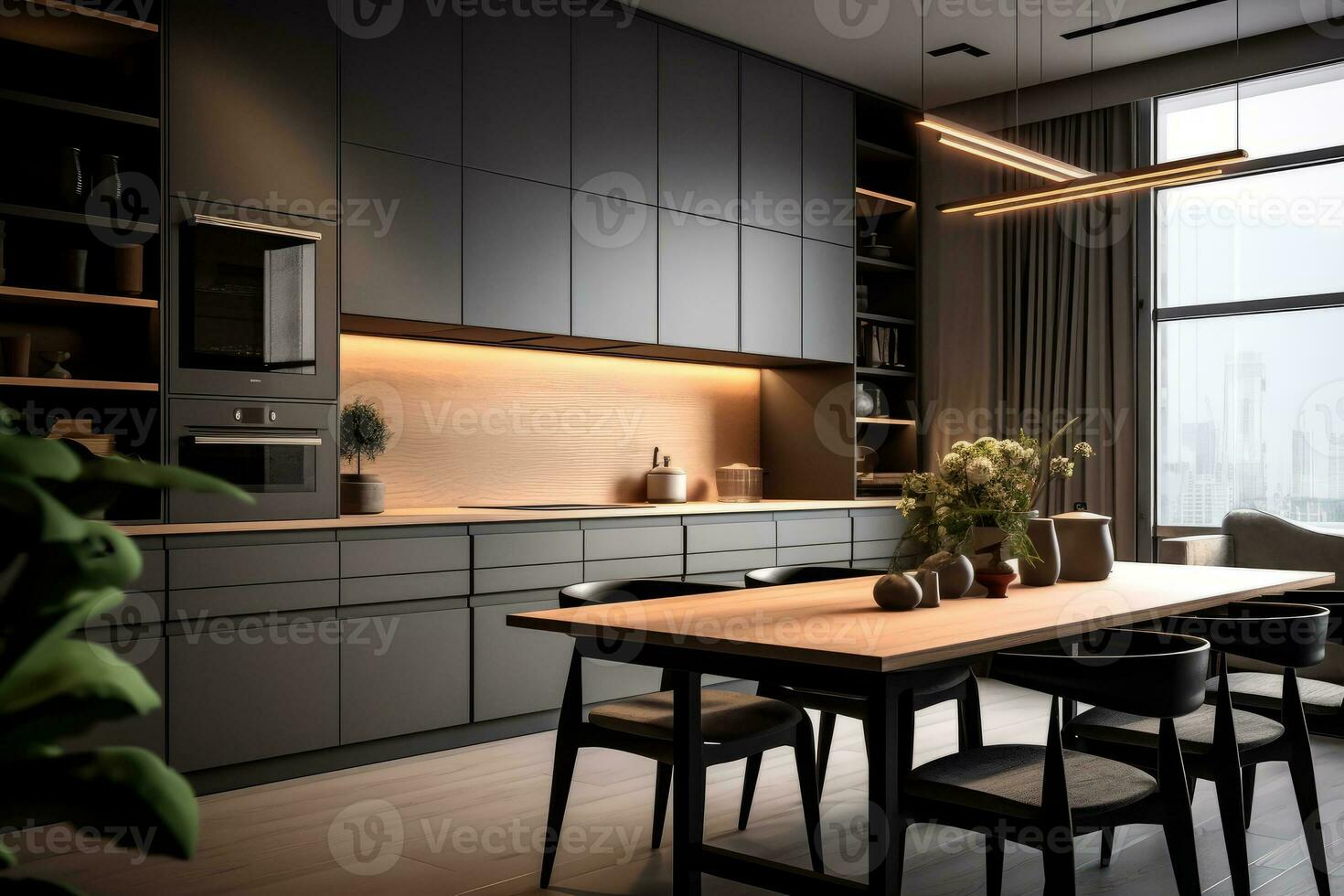 Ai Generative Photo of a elegant and modern kitchen