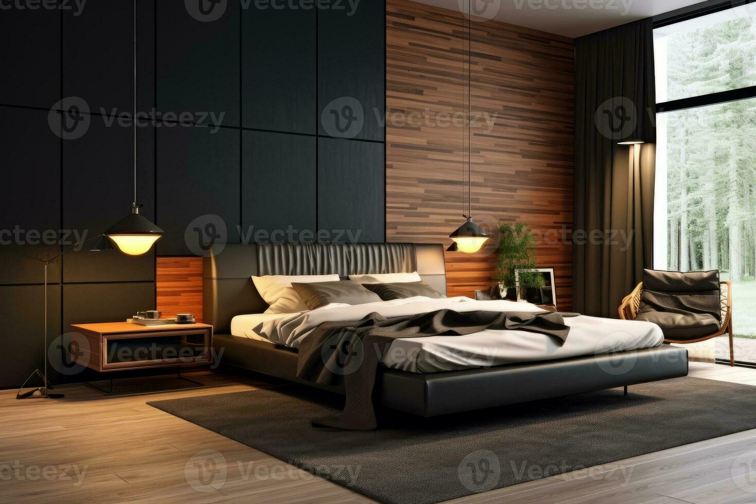 Ai Generative Photo of a elegant and modern bedroom