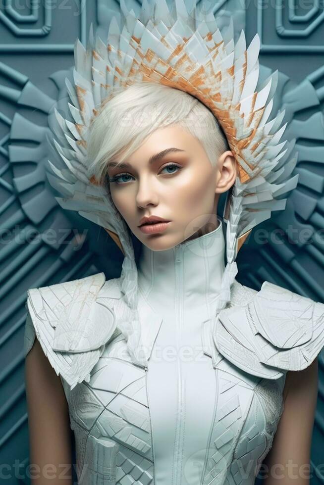 Ai Generative Photo portrait of a woman in futuristic fashion