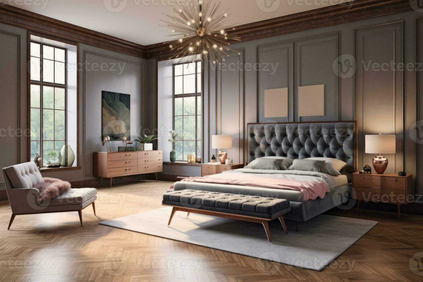 Ai Generative Photo of a elegant and modern bedroom