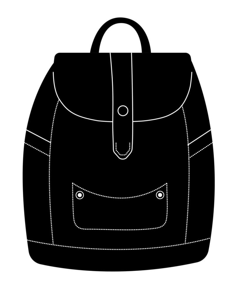 Black and white backpack for school and travel, vector illustration