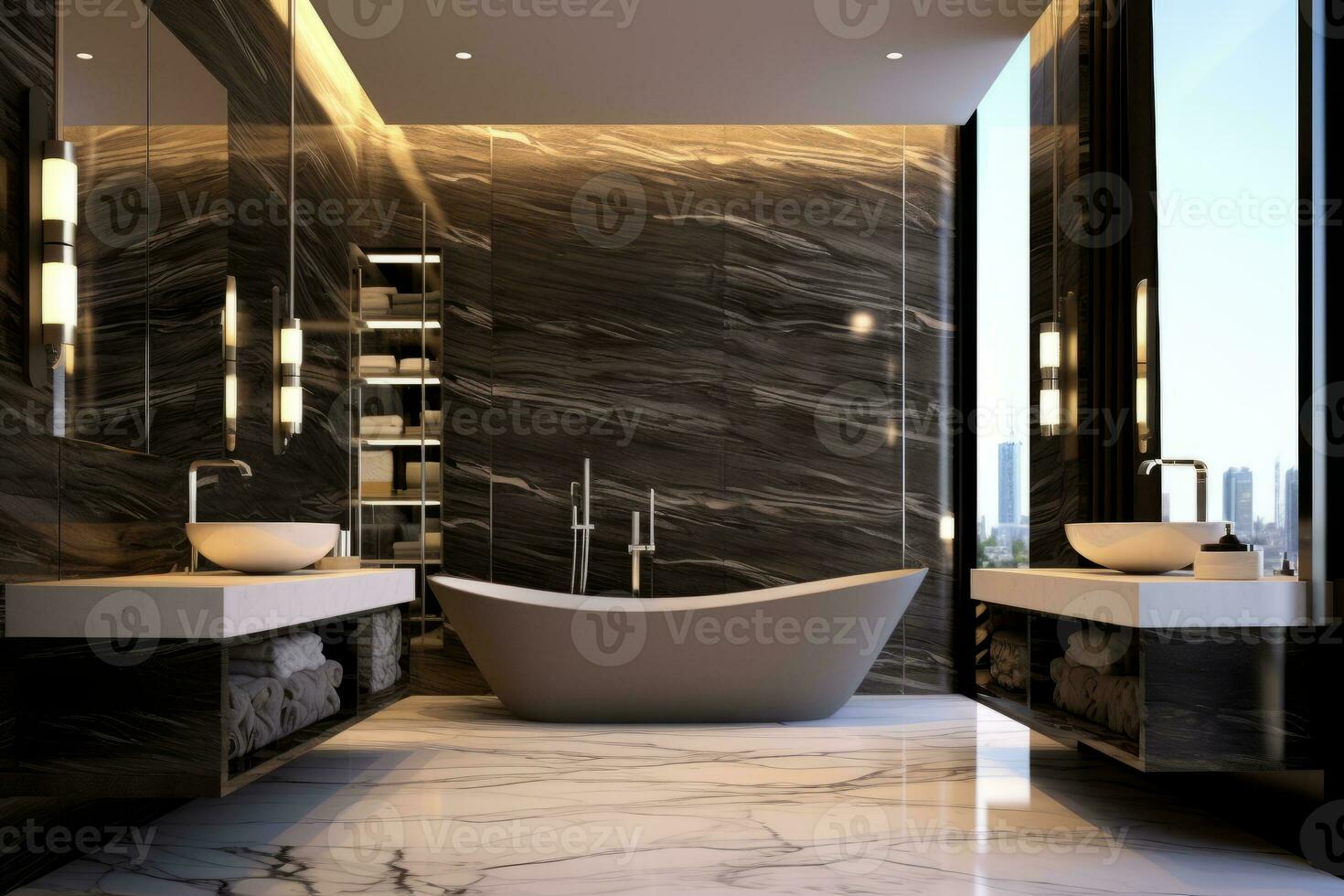 Ai Generative Photo of a luxury modern design bathroom