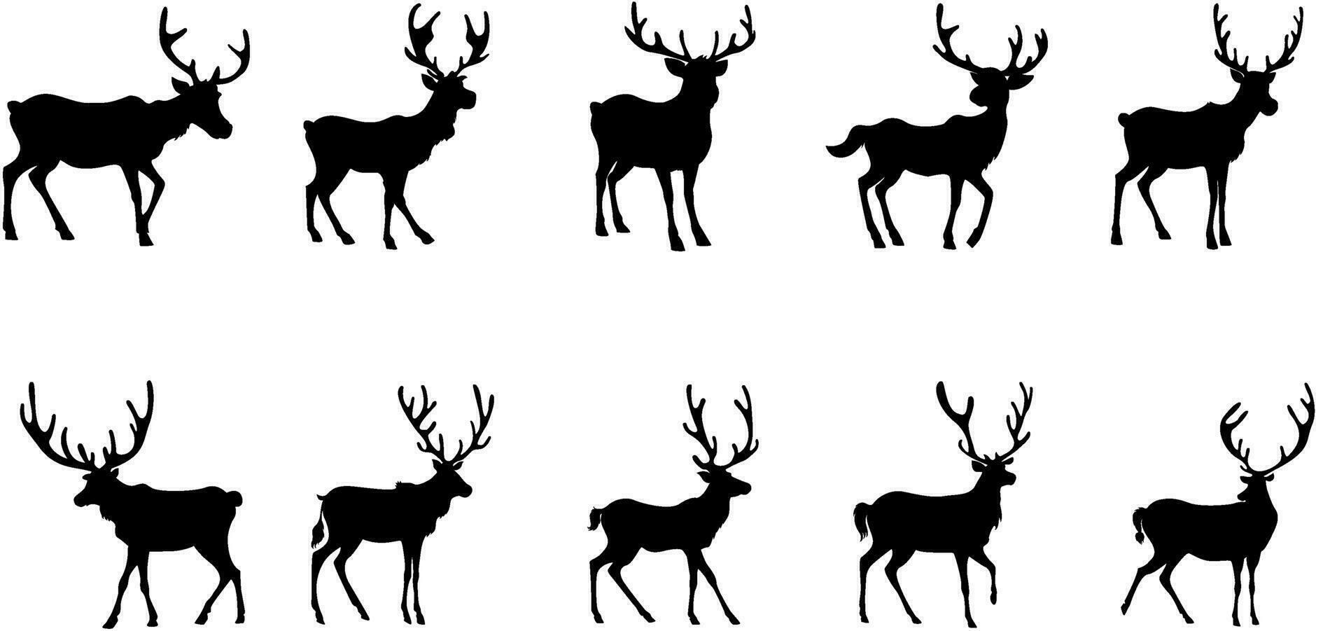 Set of Silhouette reindeer clipart for Christmas vector