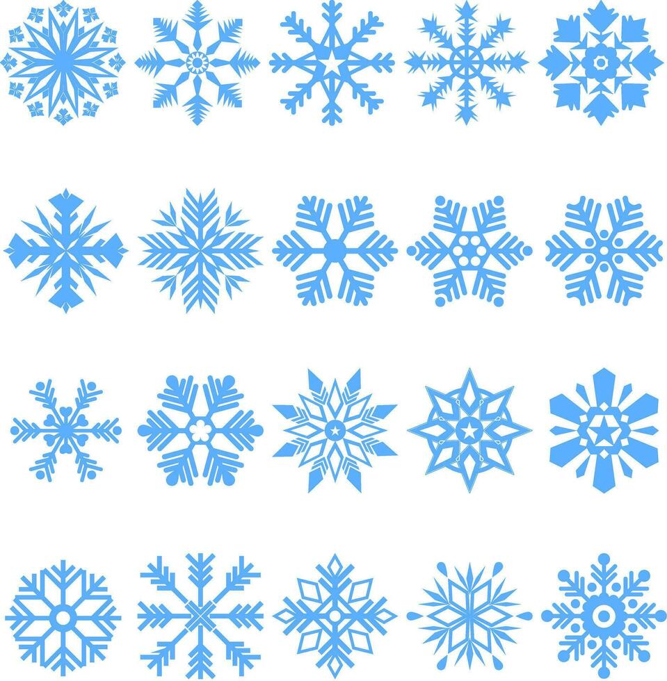 conjunto de copos de nieve elementos para invierno estaciones vector