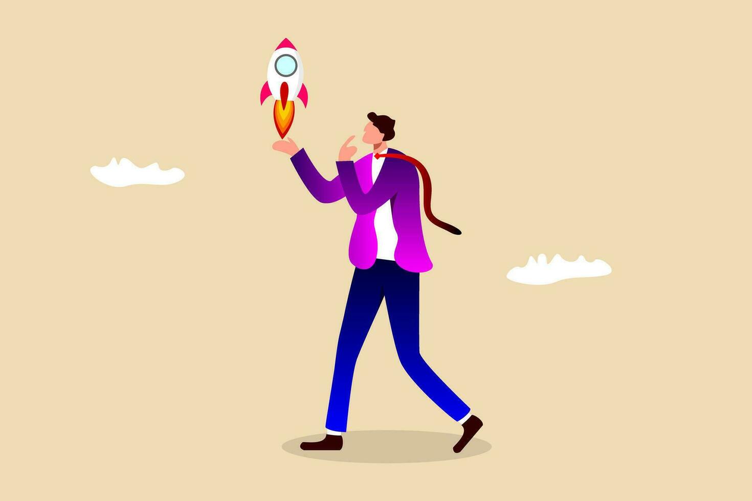 investing in growth stock, entrepreneur growing business or profit from investment concept, happy businessman running holding growing plant with dollar money coin flower vector