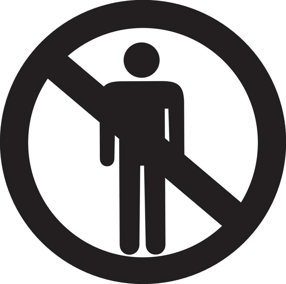 no entry sign with a man standing in front of it vector