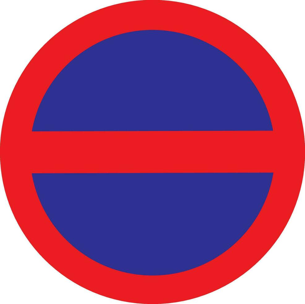 a red and blue traffic sign with a blue line vector