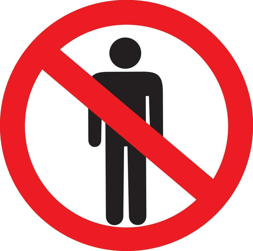 no entry sign with a man standing in the middle vector