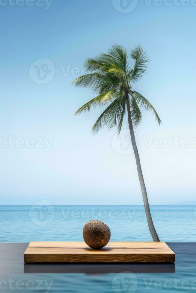 ai generativo foto de un podio en el playa para producto presentación