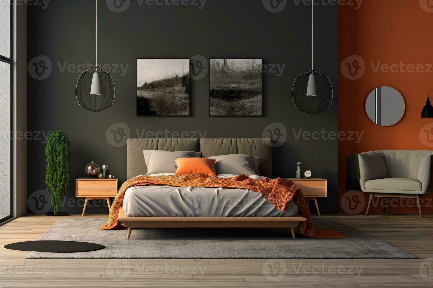 ai generativo foto de un elegante y moderno dormitorio