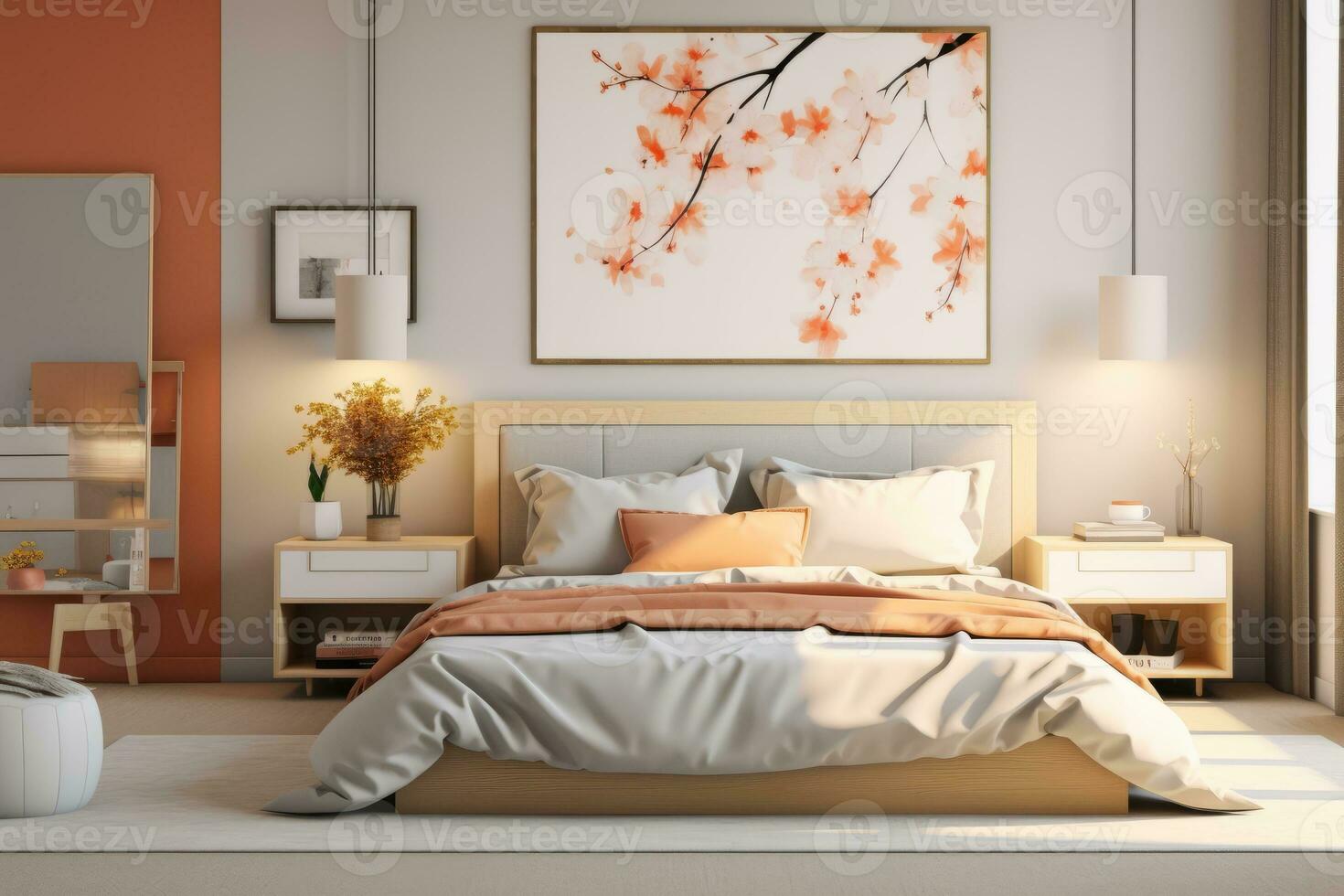 Ai Generative  Photo of a elegant and modern bedroom