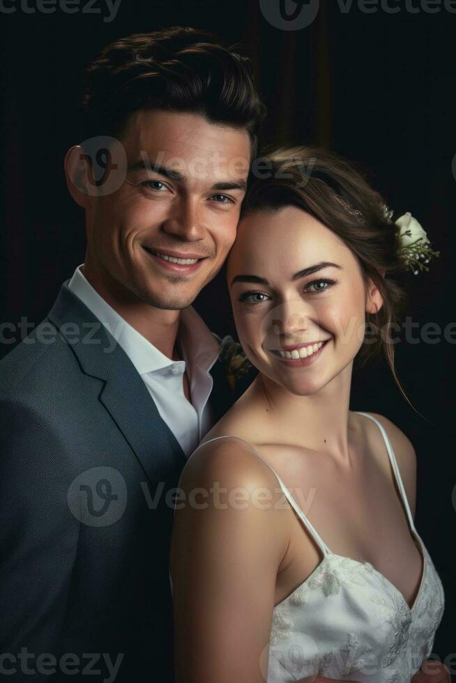 Ai Generative Photo portrait of a couple on wedding day