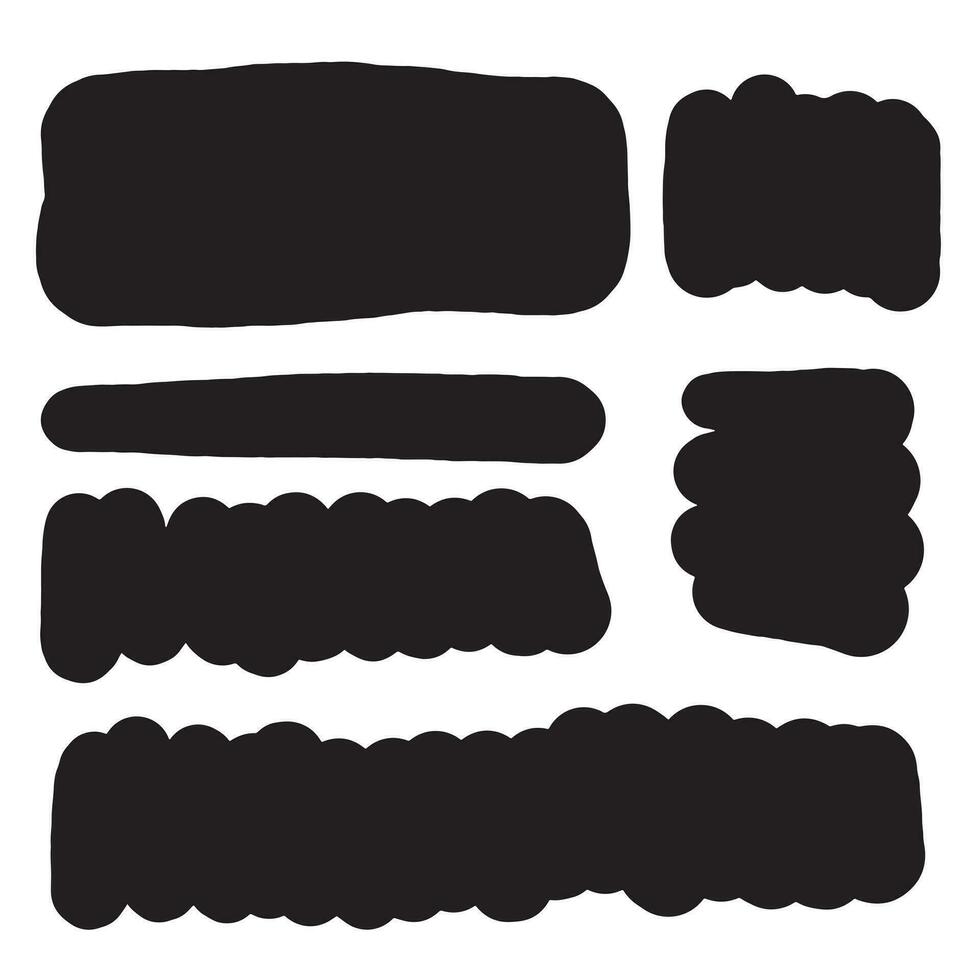 Set of vector brush strokes, various shapes. Collection of hand drawn different graphic elements.