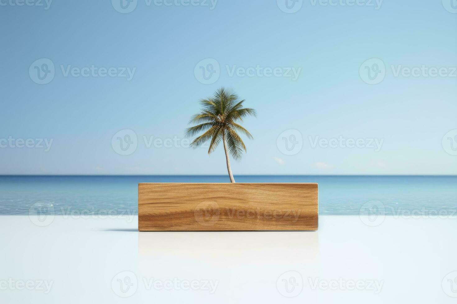 Ai Generative Photo of a podium on the beach for product presentation