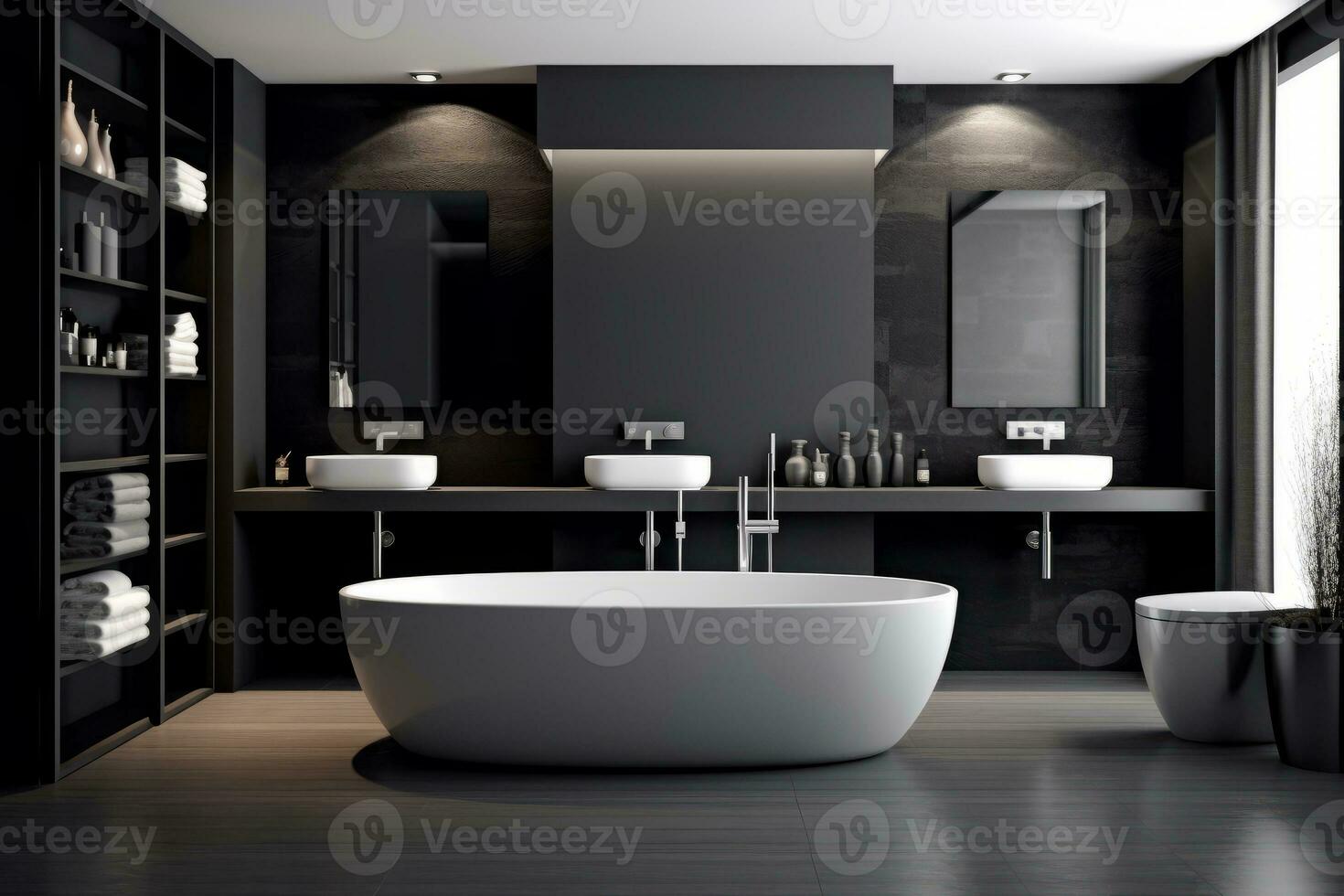 Ai Generative Photo of a luxury modern design bathroom