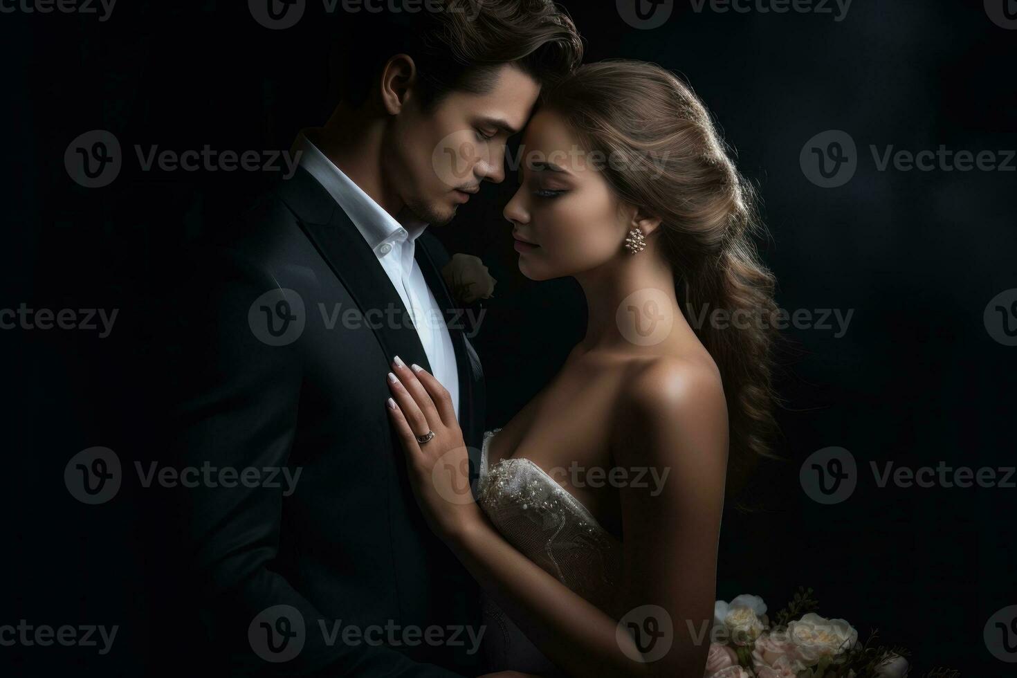 Ai Generative Photo portrait of a couple on wedding day