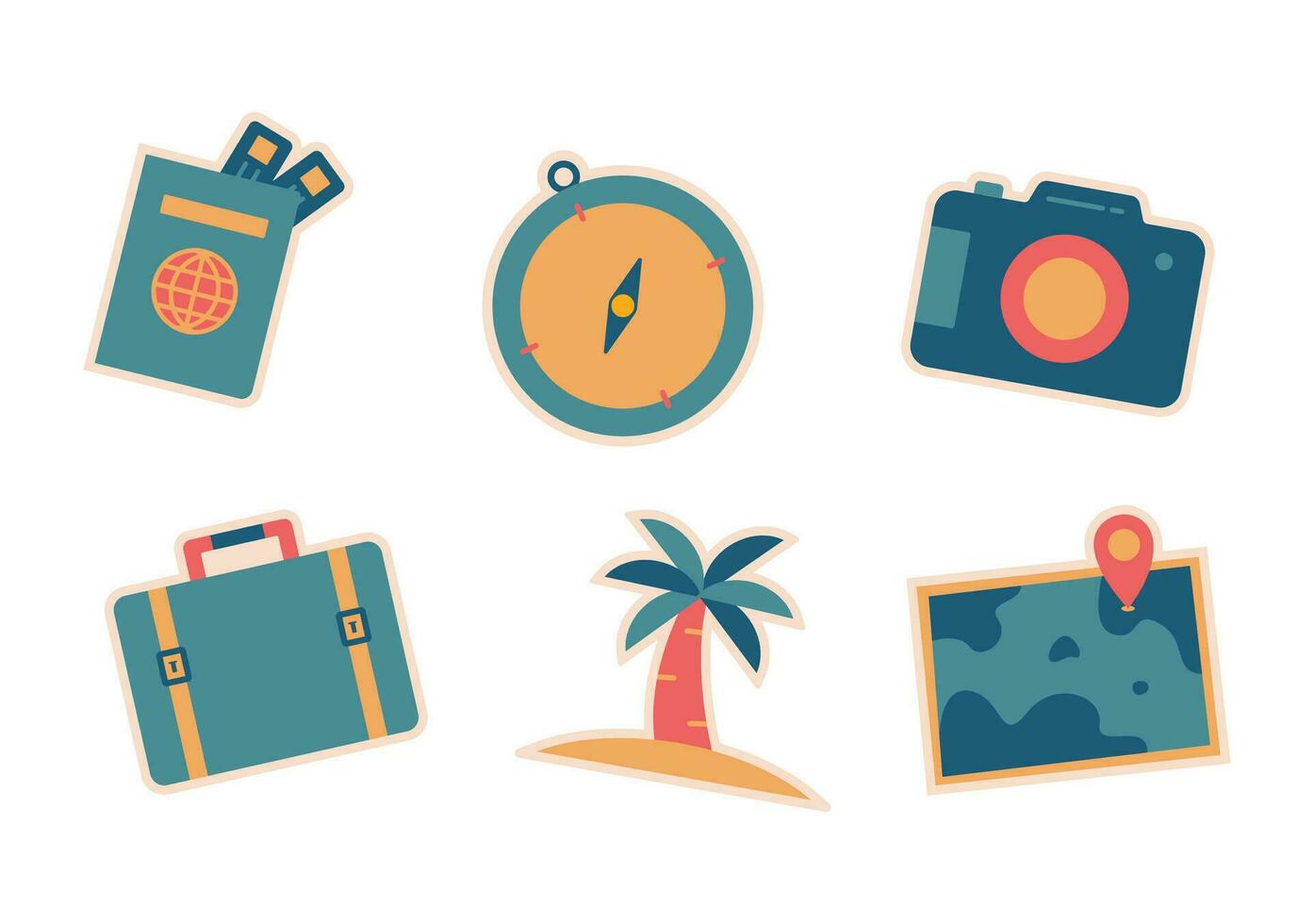 Travel Icon with Retro Style Color vector