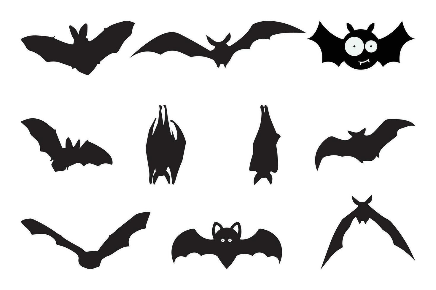 Set of spooky bat silhouettes vector