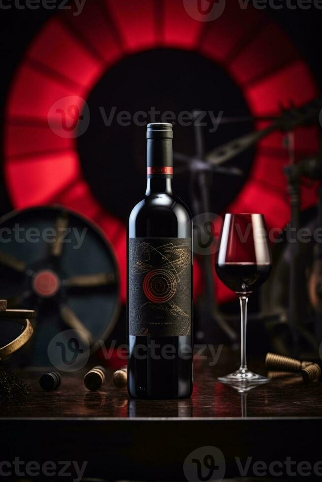Ai Generative Photo of a bottle of red wine