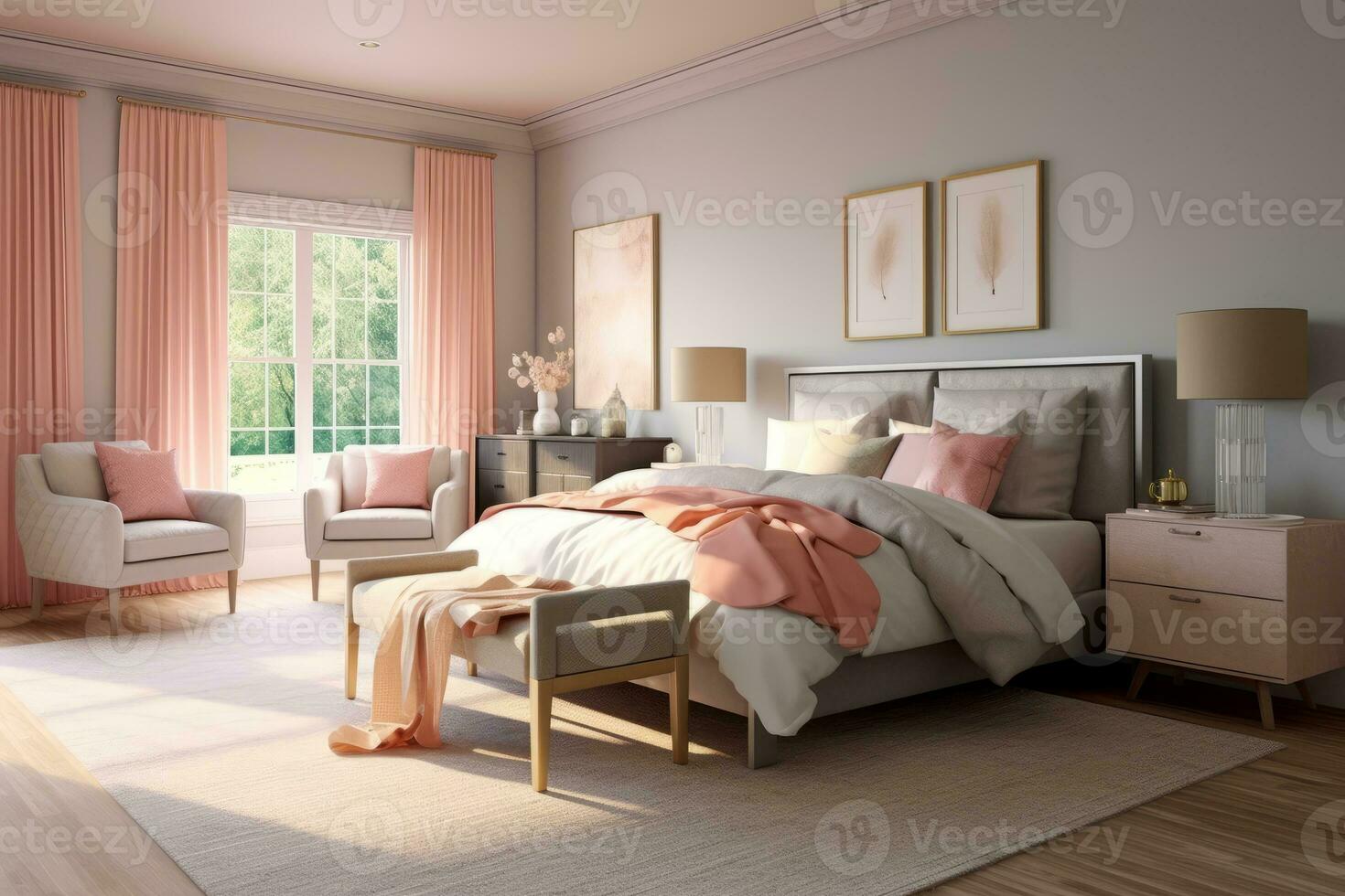 Ai Generative Photo of a elegant and modern bedroom