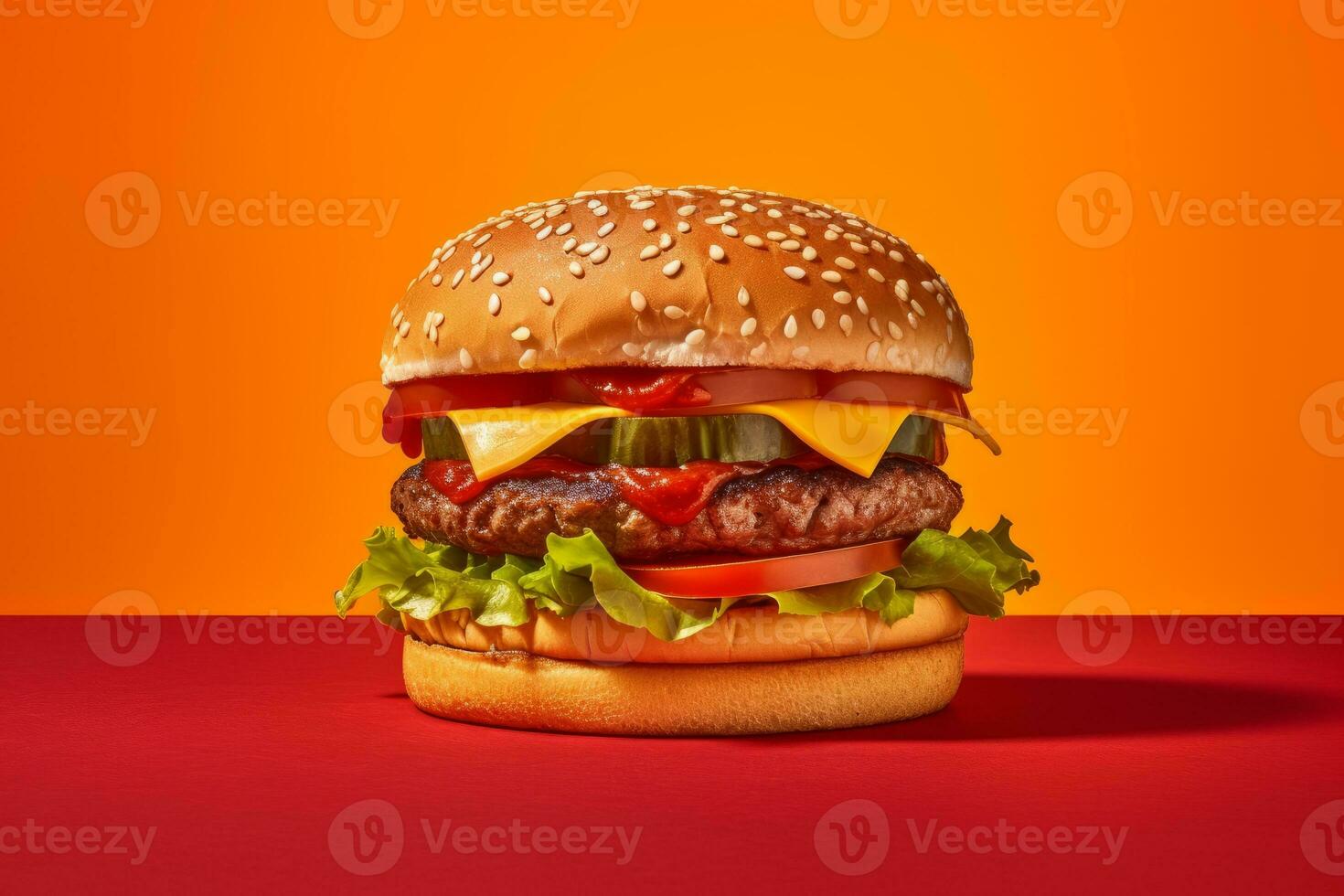 Ai Generative Photo of a juicy beef burger
