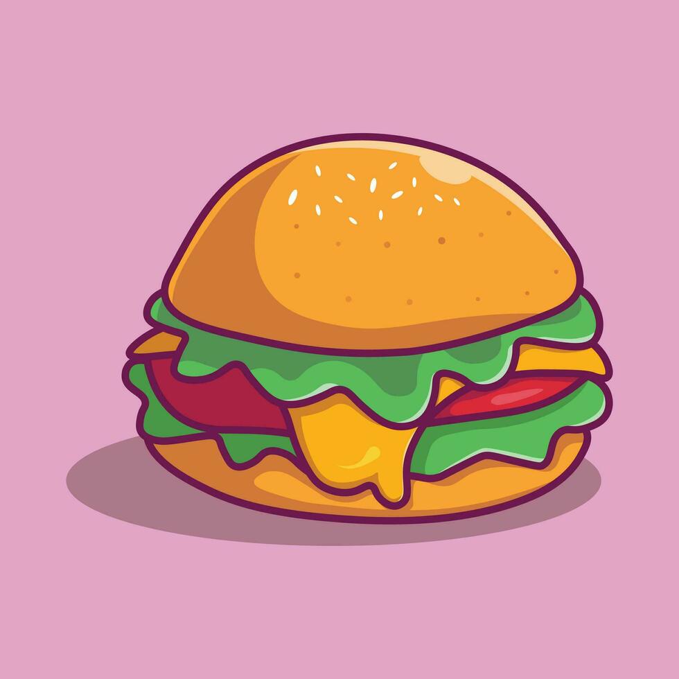 ilustración de icono de dibujos animados de hamburguesa de queso vector