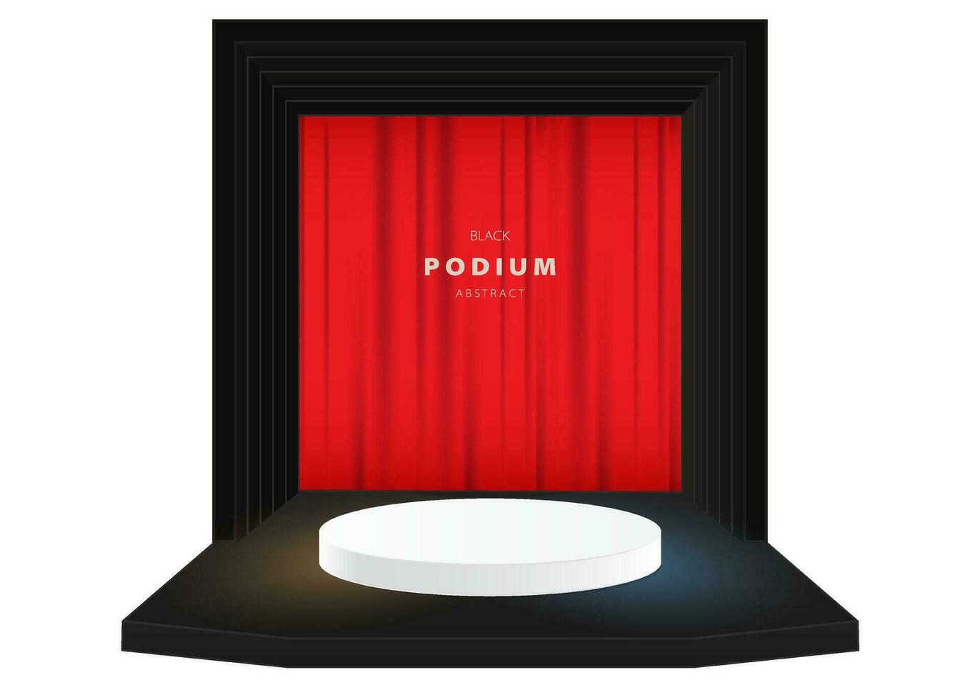 Podium black realistic minimal scene for mockup product display on white blackground vector