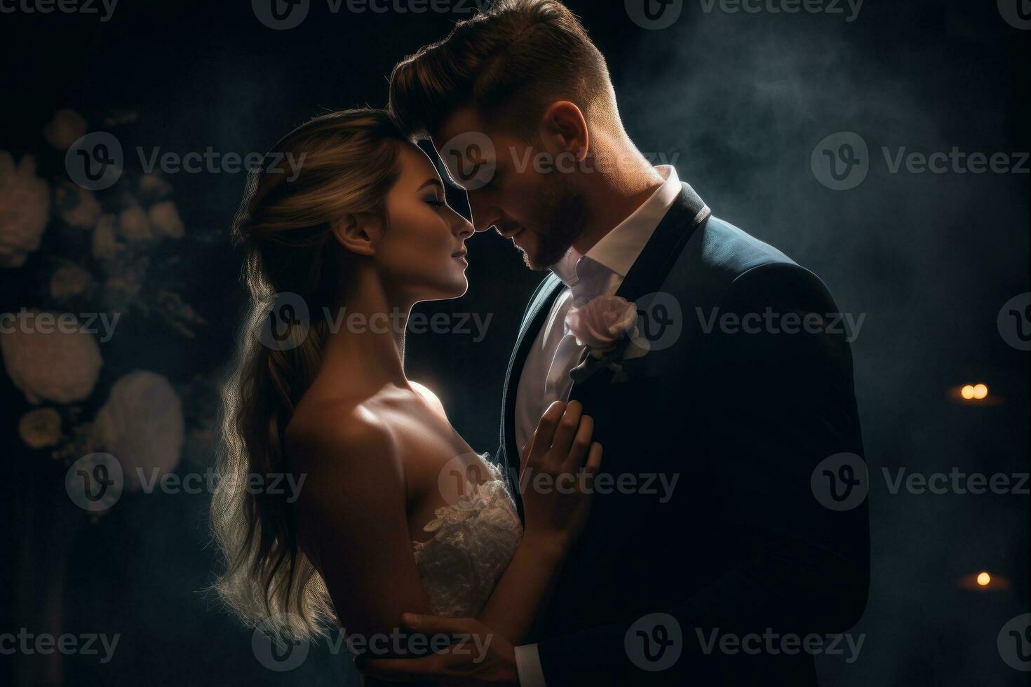 Ai Generative Photo portrait of a couple on wedding day