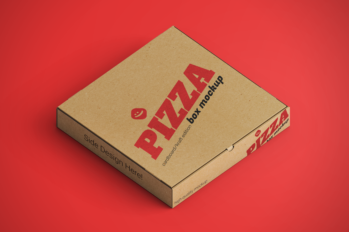 Öko freundlich Verpackung geschlossen Pizza Essen Lieferung Karton Kraft Papier Platz Box Verpackung realistisch psd Attrappe, Lehrmodell, Simulation