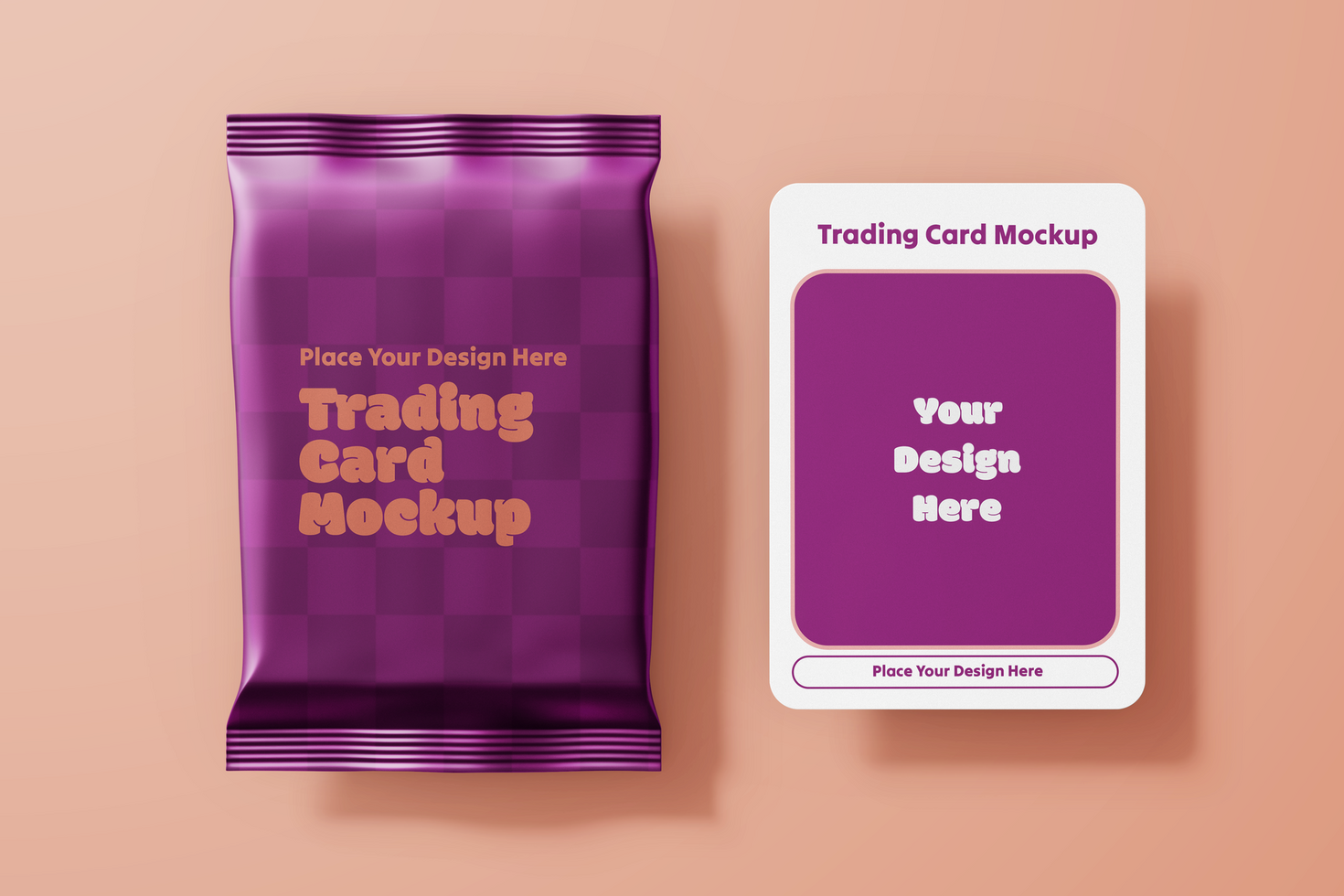 2,5 x 3,5 inch trading card collectible set with shiny plastic pack realistic psd mockup