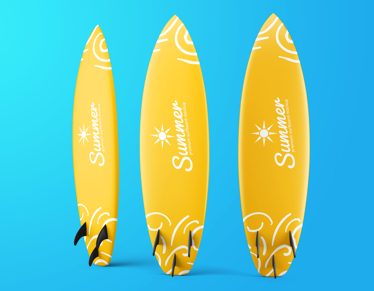 Sommer- Sport Surfbrett editierbar Attrappe, Lehrmodell, Simulation Design Vorlage einstellen isoliert psd