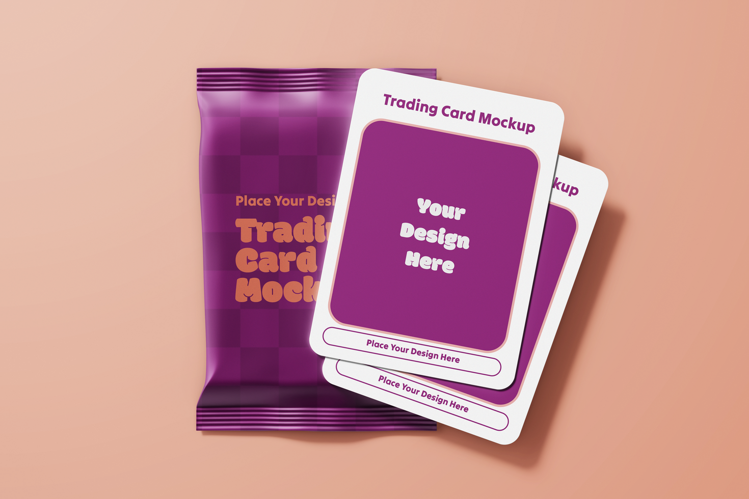 2,5 x 3,5 inch trading card collectible set with shiny plastic pack realistic psd mockup