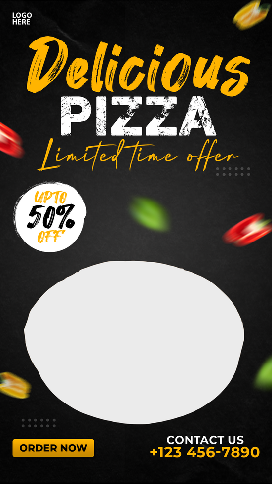 Delicious pizza and food menu Instagram and Facebook  story post psd