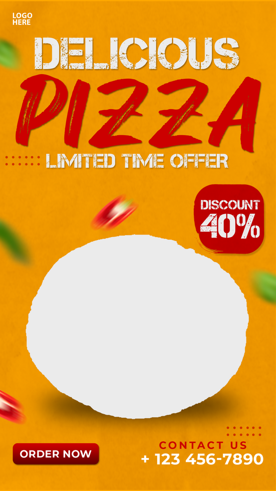 Delicious pizza and food menu Instagram and Facebook  story post psd