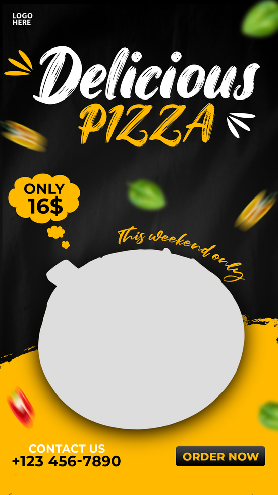 Delicious pizza and food menu Instagram and Facebook  story post psd