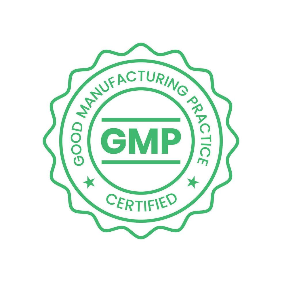 gmp bueno fabricación práctica certificado logo vector