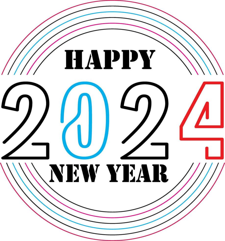 Happy new year 2024 design with numbers. happy new year 2024 vector design for poster, calendar, banner and more