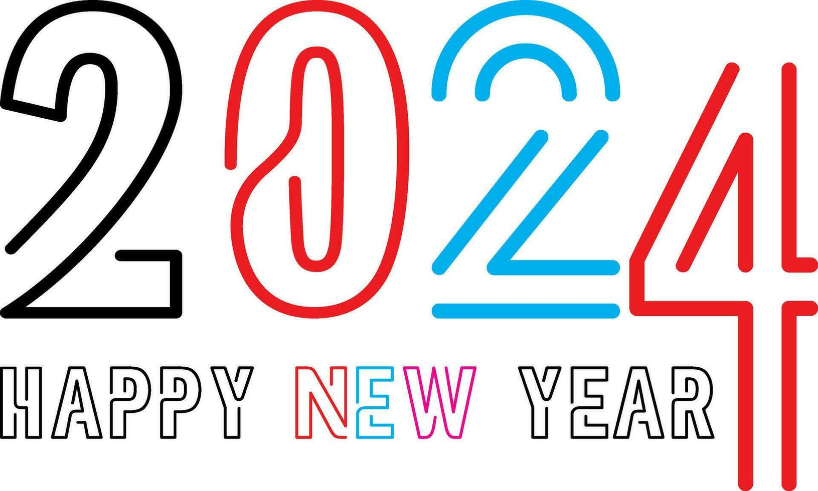Happy new year 2024 design with numbers. happy new year 2024 vector design for poster, calendar, banner and more