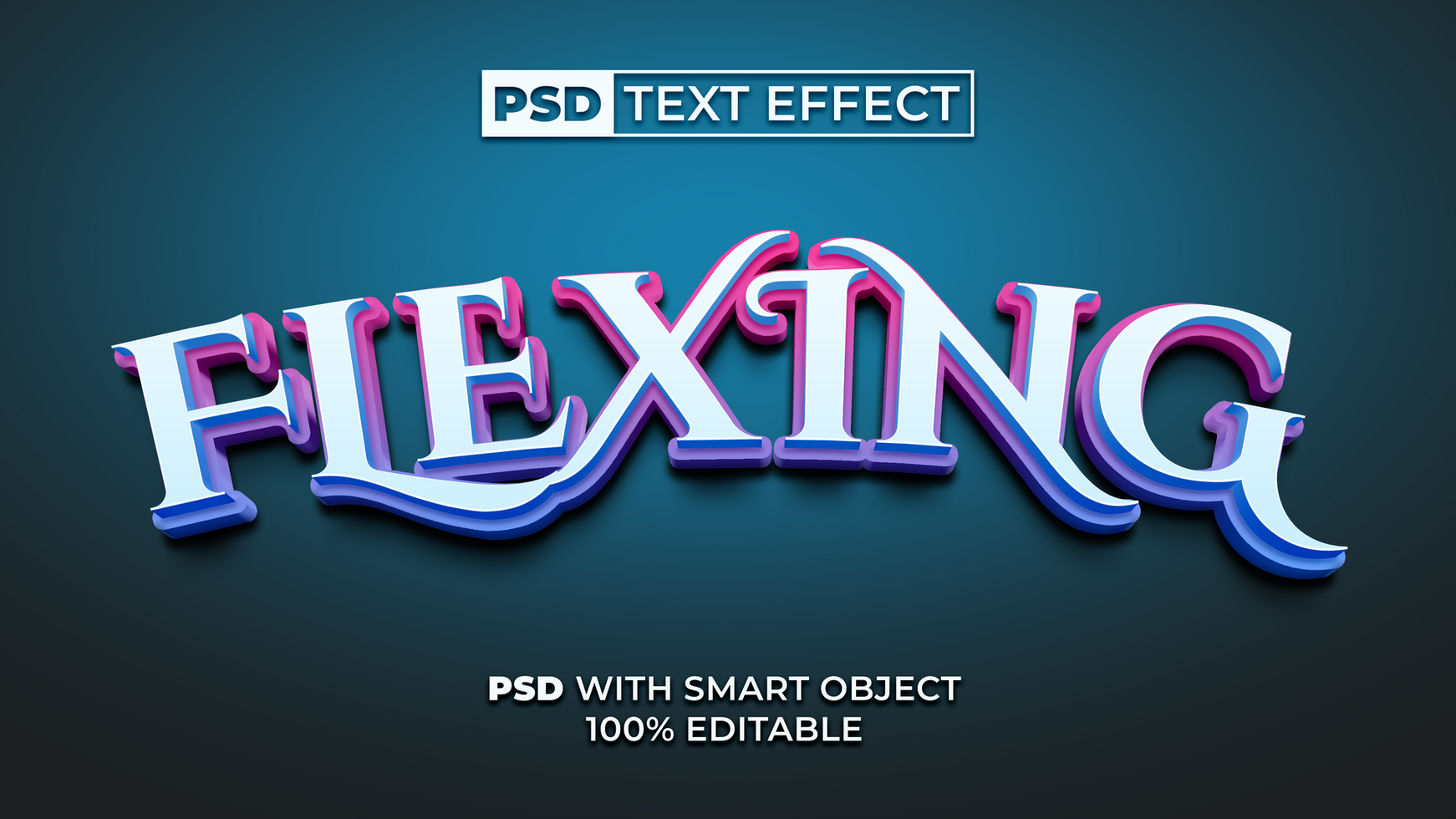 Flexing Text Effect Colorful Style. PSD Text Effect.