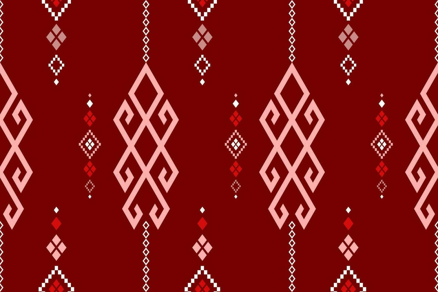 Red Cross stitch colorful geometric traditional ethnic pattern Ikat seamless pattern abstract design for fabric print cloth dress carpet curtains and sarong Aztec African Indian Indonesian vector