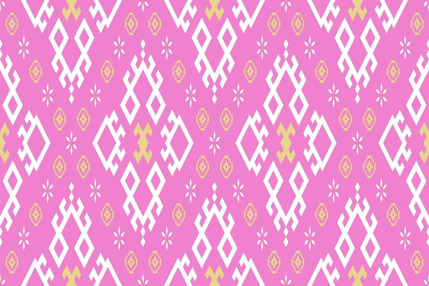 Pink traditional ethnic pattern paisley flower Ikat background abstract Aztec African Indonesian Indian seamless pattern for fabric print cloth dress carpet curtains and sarong vector